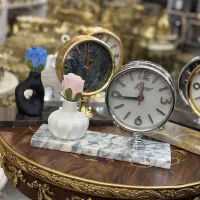 ساعت رومیزی پایه سنگی طرح برنز برنزی