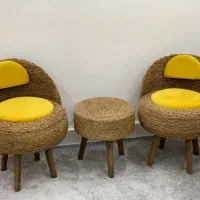 میز و صندلی حصیری تشک دار ۲ نفره