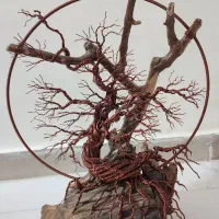 دکوری چوبی و مسی درخت آفرینش ترکیب چوب و مس