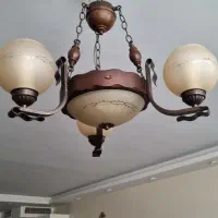 لوستر چوبی ۶ شاخه  کاملا سالم  بدون خط و خش|لوستر و چراغ آویز|تهران, علم و صنعت|دیوار