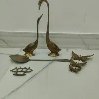 قو عاشق کفگیر مسی قدیمی پروانه برنجی