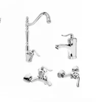 ست چهارتکه شیرآلات قاجاری کروم+گارانتی و لوازم نصب