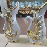 باسلام دوعدد گلدان چینی تزیینی قو