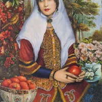 فرش دستباف دختر قاجار مارکدار استاد مرتضوی|تابلو فرش|اصفهان, سپاهان‌شهر|دیوار