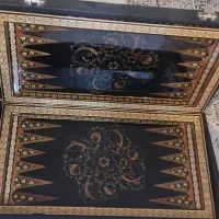 تخته نرد خاتم کاری منبت مشکی بهمراه جعبه مخمل|صنایع دستی و سایر لوازم تزئینی|نور, |دیوار