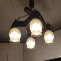 لوستر چوبی ۴شعله|لوستر و چراغ آویز|قزوین, |دیوار