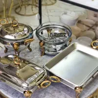 ست سوفله خوری و سرویس ارکوپال لبه طلا سماور