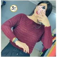 کراو تاپ بافت فندقی آستین دار جذاب و خاص|لباس|بیرجند, |دیوار