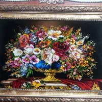 تابلو گل میخک کد32 دستبافت و ابریشم دار