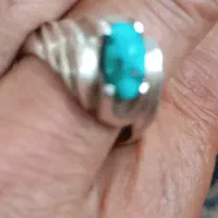 انگشتر قدیمی  اصل فیروزه رگه نقره