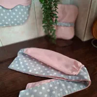 نیم ست جذاب دخترونه خال خالی طوسی صورتی پاستیل|سفره، حوله، دستمال آشپزخانه|تهران, هاشمی|دیوار