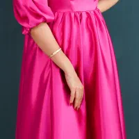 پیراهن کمر چین سرخابی
