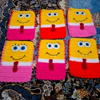 لیفهای عروسکی ساده با نخهای اکریل بافت واکریل تاب|لوازم حمام|رشت, گلباغ نماز|دیوار