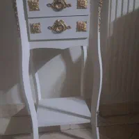 میز تلفن چوبی دو کشو