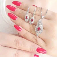 نیم ست نقره روکش طلا ونکلف جواهری۸۳۰۴۰جامیت|بدلیجات|تبریز, |دیوار