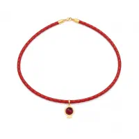 چوکر انار طلا با بند چرم طبیعی