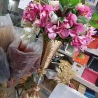 دسته گل جامی بزرگ طلایی و مرواریدی شیک و لاکچری