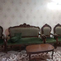 مبلمان ۹نفره باچوب گردو وپارچه ترمه