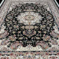 فرش 1200 شانه طرح خطیبی رنگ سرمه ای تراکم 3600|فرش|آران و بیدگل, |دیوار