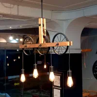 لوستر چوبی مدل چرخی|لوستر و چراغ آویز|ساری, |دیوار