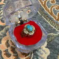 انگشتر نقره اصل فیروزه و عقیق یمنی اصل