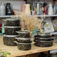 سرویس قابلمه ۱۵ پارچه فورج کوشا دسته طلایی جدید