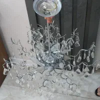 لوستر ۱۰ شاخه کریستال و استیل ۶۰ سانت