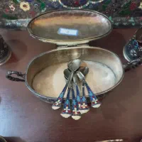 سینی مینا کاری. نقره.  قاجاری|کلکسیون اشیاء عتیقه|تهران, زعفرانیه|دیوار
