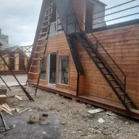 نقاشی صنایع چوب کلبه و تمام مصنوعات چوبی