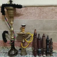 قیلیون بزرگ عربی برنجی تنه چوبی