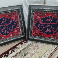دوعددتابلوفرش دست بافت پنج تن نو سایز قالیچه ۴۰/۵۰