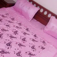 روتختی دونفره صورتی چهار تیکه ترح گلدار