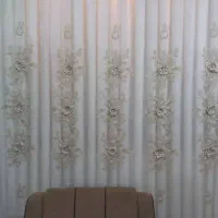 پرده پذیرایی به همراه کتیبه|پرده، رانر، رومیزی|اهواز, کوی مهدیس|دیوار