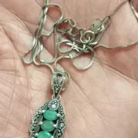 گردنی زنونه نقره ایتالیا زمرد افغان فیروزه پاک|جواهرات|ورامین, ورامین|دیوار