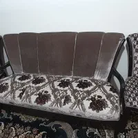 یک ست مبلمان چوبی مخملباف ومیز غذا خوری هشت نفره|مبلمان خانگی و میز عسلی|الوند, |دیوار