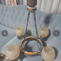 لوستر ۴ شعله چوب و فلز