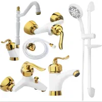 ست ۶تیکه شیرآلات قاجاری مدل سفید طلا