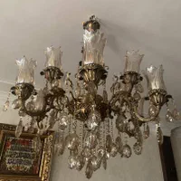 لوستر ده شاخه برنج اصل با دیوارکوب دو شاخه|لوستر و چراغ آویز|تهران, نیروی هوایی (پیروزی)|دیوار