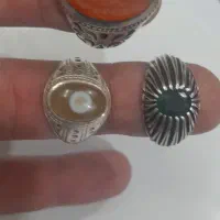 انگشترنقره قدیمی ،زمرد وعقیق وسلیمانی