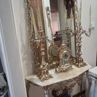ست اینه وشمعدان وساعت به همراه میز،برنجی،دو رنگ|صنایع دستی و سایر لوازم تزئینی|دماوند, گیلاوند|دیوار