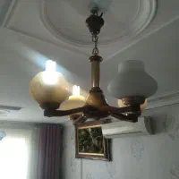 لوستر ۴ شعله چوب راش در حدنو|لوستر و چراغ آویز|همدان, |دیوار