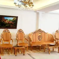 مبلمان ۹ نفری چوب سنگین کنده کاری شده نو