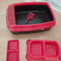 ظرف خاک و غذا گربه و ظرف غذا سگ