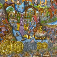 فرش دستباف (بساک)تابلوی ۴ متری سلاطین ایران|فرش|مشکین‌دشت, |دیوار