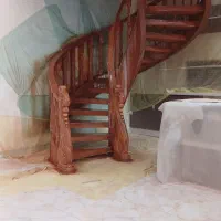 پله دوبلکس چوبی