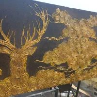 تابلو گوزن طلایی نقاشی مدرن برجسته چاپ درخت زندگی|تابلو، نقاشی، عکس|تهران, جنت‌آباد شمالی|دیوار