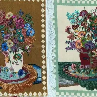 تابلو فرش،دستبافت، گل ابریشم