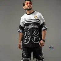 ست اسپرت ورزشی تیشرت شلوارک سوزنی