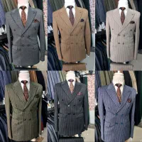 کت و شلوار خط دار و دبل برست سیاه