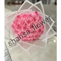 دسته گل روبانی و رز جاودان